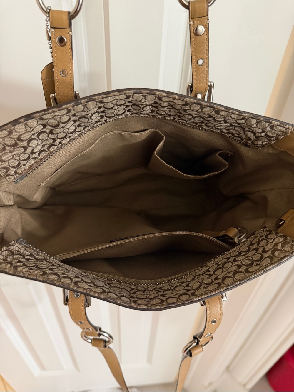 Coach Gallery Signature Jacquard Tote in Brown/Tan - Picture 5 of 7